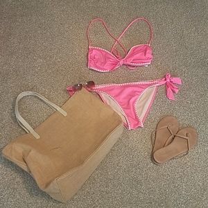 Pink two piece swimsuit. Barely worn.